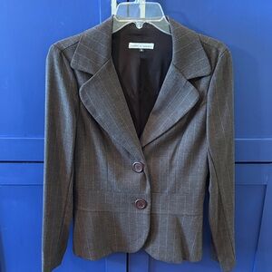 Made in Heaven Brown Pinstripe Women's Blazer Tailored Waist Size Medium